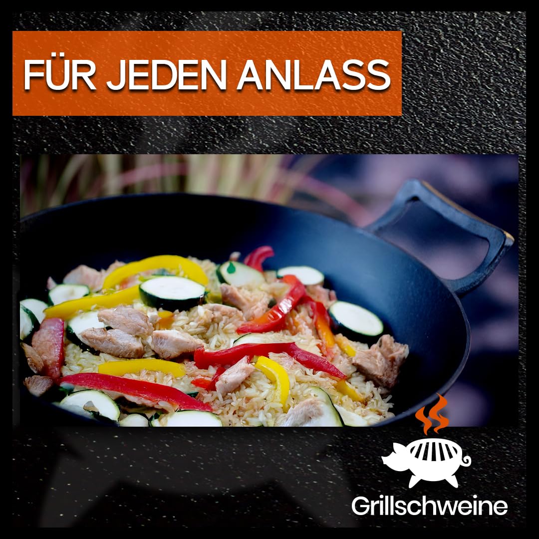 Grillschweine Wok (36 cm) - Gusseiserne Pfanne - Dutch Pfanne für den Grill 2