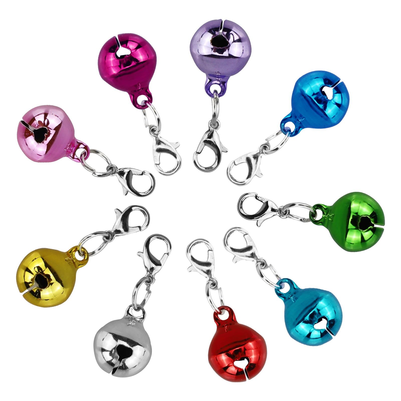 HXMJIED 24Pcs Bell Keychain Security Alarm Bells Keyring, 14mm Random Color Small Handbag Purse Bell Pendant Dog Pet Collar Hanging Bells Charm for Girl Woman Backpack Bell Decorative Car Key Holder