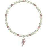 NUSTTAL Baseball Necklace for Men 20 Inch Bling Ice Collection Lightning Bolt Pendant Necklace for Women Rhinestone Clay Beaded Discoball Accessories Gifts for Baseball Team Players Lovers