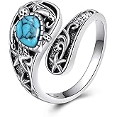 HOPEEZZ Turquoise Spoon Frog/Turtle Rings for Women Sterling Silver Turquoise Ring Jewelry Gift