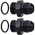 EVIL ENERGY AN6 6AN Flare to 6AN ORB Male O-ring Boss Fuel Pump Rail Adapter Fitting Aluminum Black Pack of 2