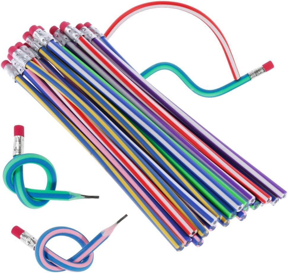 Faburo 24pcs Soft Flexible Bendy Pencils for Kids in School Magic Decorative Pencil for Children’s Gifts and Party Bags