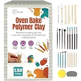 CALPALMY Oven Bake Polymer Clay 5.5lb with Tools Kit, White Sculpting Material for Modeling &amp; Crafts, Soft Until Baked, Non-Toxic DIY Clay for Figurines, Miniatures, Jewelry &amp; Pottery Projects