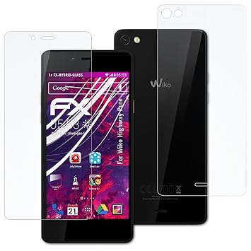 atFolix Glasfolie kompatibel mit Wiko Highway Pure Panzerfolie, 9H Hybrid-Glass FX Schutzpanzer Folie (1er Set)
