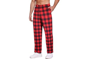 Ekouaer Men's Pajama Pants Plaid Pj Lounge Pants Soft PJ Bottoms with Pockets & Drawstring S-XXL