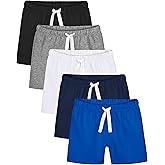 Resinta 5 Pack Toddler Boy Shorts Boys Cotton Short Soft Baby Casual Shorts with Drawstring