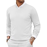 COOFANDY Men Casual V Neck Sweater Ribbed Knit Slim Fit Long Sleeve Pullover Top