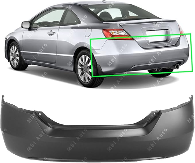 Amazon Com Mbi Auto Primered Rear Bumper Cover Replacement For 2006 2011 Honda Civic Coupe 2 Door 06 11 Ho1100234 Automotive