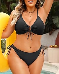 Women's Plus Size Triangle Bikini Set, Sexy Tie