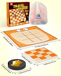 Coogam Chess and Checkers Board Game, 3-in-1 Tic