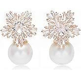 Fashion Chic Simulated Pearl Studs Snowflake Earrings For Women