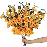 ICBOX 10PCS Bougainvillea Artificial 29.5" Orange Fake Flowers Silk Bougainvillea Vines Faux Bougainvillea Flower Stems Branches for Home Garden DIY Decorations Wedding Centerpieces (Orange)