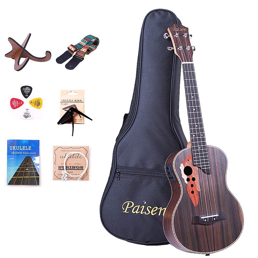 Paisen Electronic Tenor Ukulele 26 inch Hawaii Rosewood Tenor Ukelele with  Buit-in Pickup Amplifier and Buit-in Tunerand uklele stand and Full set of  ukuleles accessories: Buy Online in INDIA at desertcart