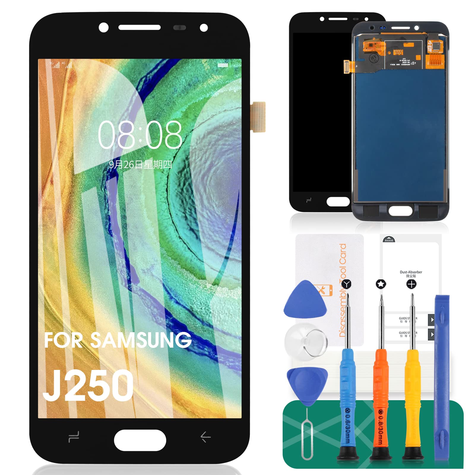 SRJTEK TFT LCD Screen Replacement for Samsung Galaxy J2 PRO (2018) J250 J250F J250F/DS J250G J250N J250M/DS 5.0" LCD Display Touch Screen Digitizer Assembly Repair Kits (Not Original AMOLED) (Black)