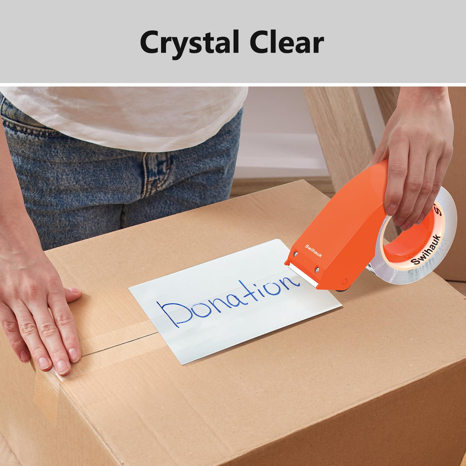 1.88 in x 66.6 YDs Clear Heavy Duty Packing Tape with Dispenser, Strong & Durable Shipping Tape, Packaging Tape, Packing Tape Dispenser for Packing Boxes, Moving Supplies, Shipping and Mailing