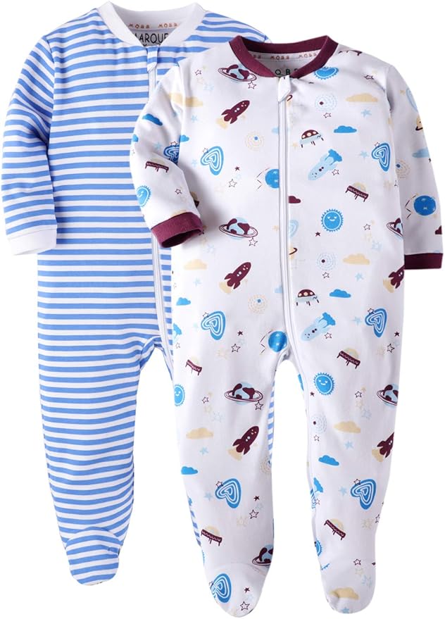 2Pack Baby Boy Footed Pajamas Organic Cotton Sleep and Play Baby