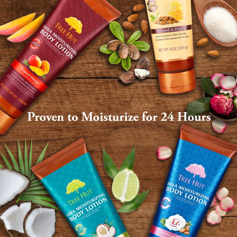 Tree Hut Shea Moisturizing Body Lotion Tropical Mango, 9oz, Ultra Hydrating Body Lotion for Nourishing Essential Body Care : Tree Hut Tropical Mango Body : Beauty