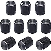 Taiss 10pcs Potentiometer knob,Rotary Knob,Black Metal 6 mm Knurled Shaft Insert Dia.Rotary Encoder knob Switch knobs,Volume 