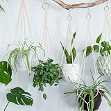 Flintronic Hanging Planters Baskets 4 Pack Cotton Rope Macrame Plant Hangers view 7