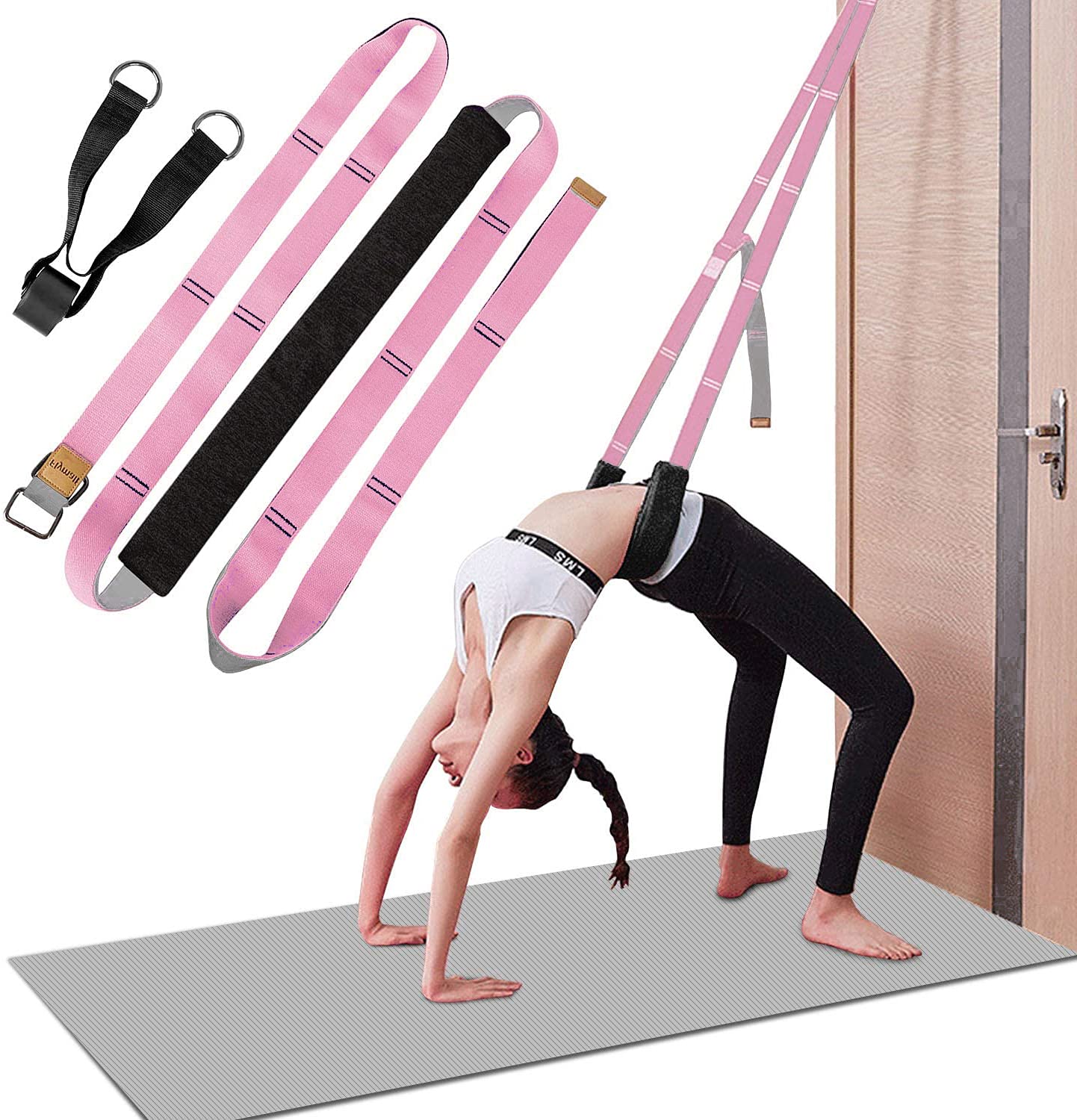 Dance Lower Waist Training, Back Bend Assist Trainer-to Improve Back and Waist Flexibility, Flexibility Stretching Leg Stretcher Strap for Yoga, Ballet, Dancing, Gymnastics Cheerleading (pink)