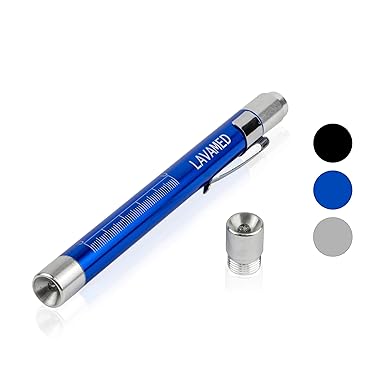 Diagnostikleuchte I professionelle LED Lampe mit Messskala I weißes und gelbes Licht - Aluminium Diagnoselampe - Kugelschreib