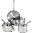 Tramontina Tempo Tri-Ply Base Stainless Steel 7-Piece Cookware Set with Glass Lids, Pots and Pans Kitchen Set, Induction-Ready, Oven-Safe, Dishwasher-Safe