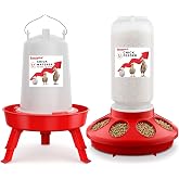 2-in-1 Chick Starter Set: 0.3 Gal Feeder &amp; 0.4 Gal Waterer Red | Chick Feeder and Waterer with Adjustable legs, Anti-drowning, Anti-tip and Hanging Hooks Design for Baby Chicks