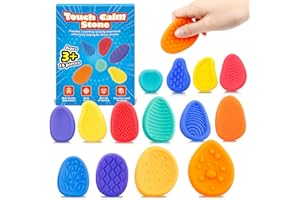 Skillify 15 PCS Worry Stones for Toddlers Kids Teens Adults, Touch Texture Toys with Autism, Stress Relief Items Products for Autistic Kids, ADHD Tools for Classroom