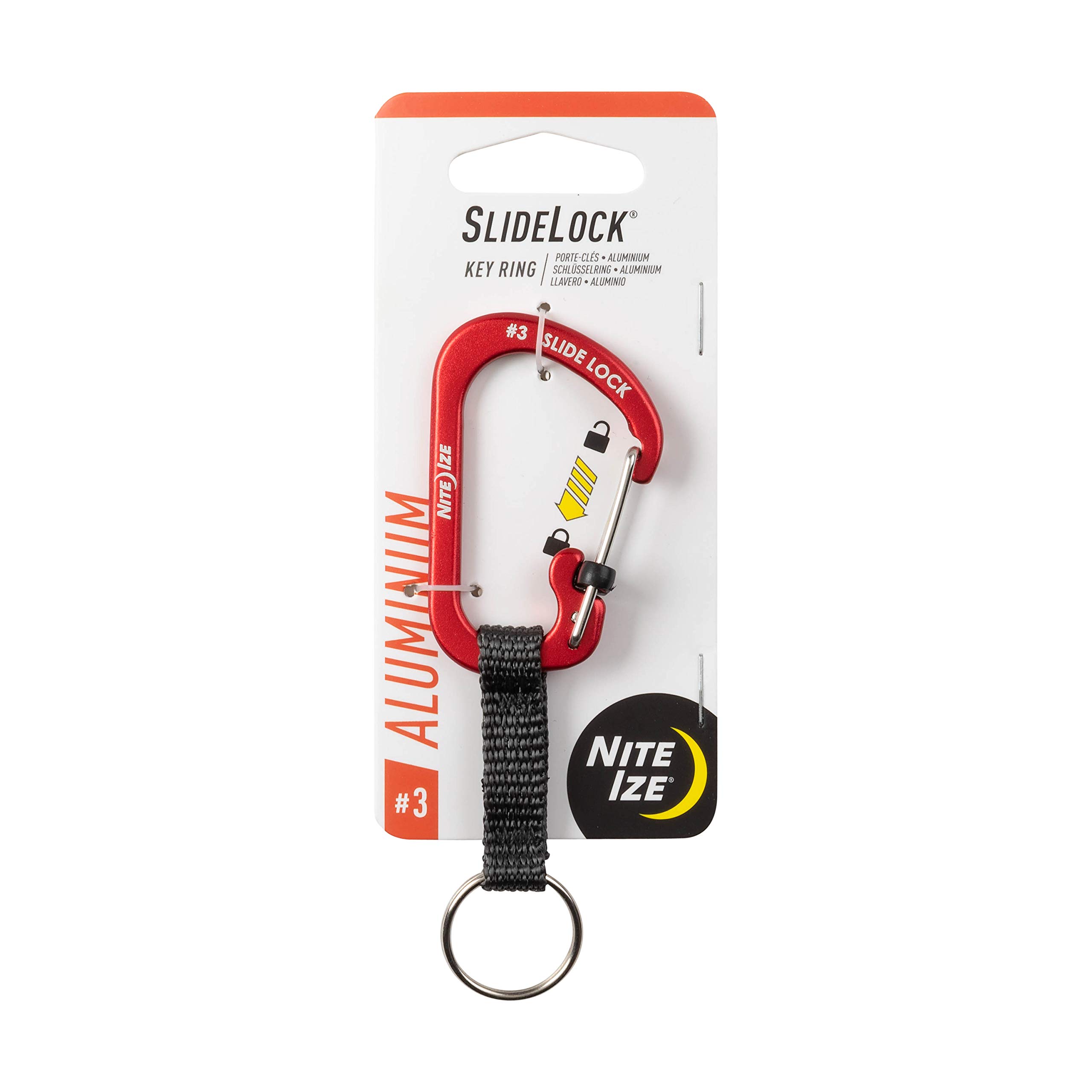 NiteIze CSLAW3-10-R6 Keyring with Carabiner Webbing - Red, One Size