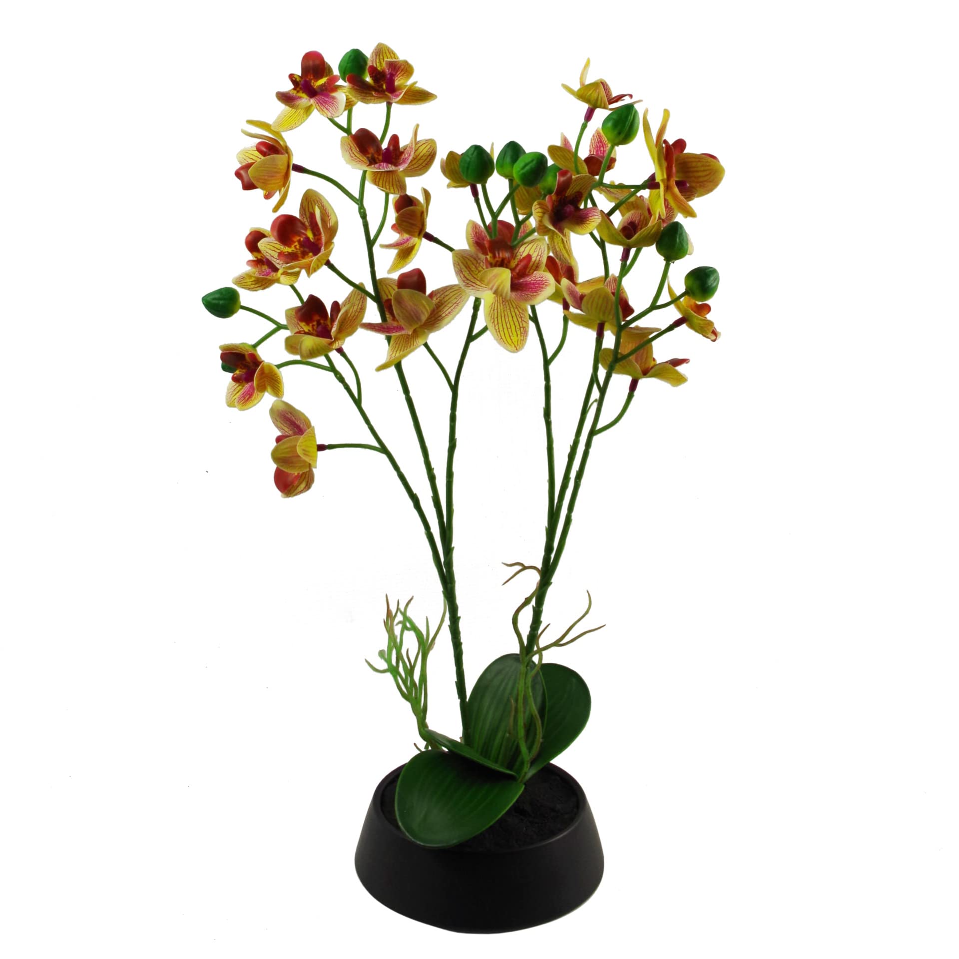 Leaf Artificial Orchid with Black Ceramic Planter