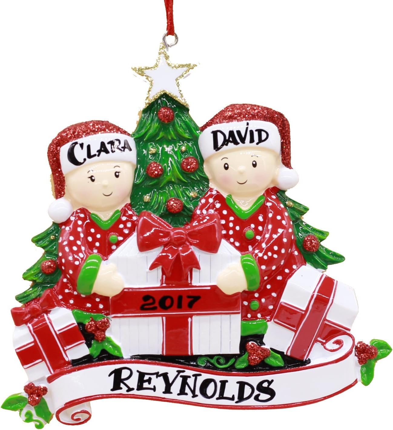 2019 Opening Presents Family Personalized Christmas Ornament - Family of 2 (Couple)