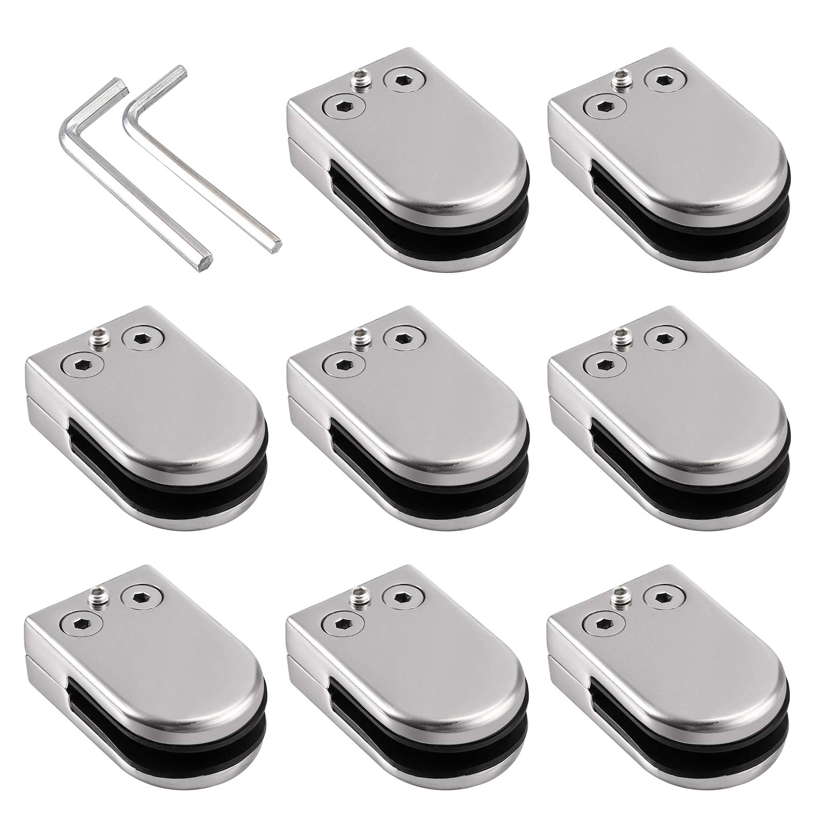 Bohaner 8Pcs 8-10MM Stainless Steel Glass Bracket Clip Holder Clamp Bracket Flat for Balustrade Handrail