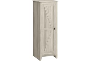 HOMCOM 48" Kitchen Pantry Cabinet, Freestanding Farmhouse Kitchen Storage Cabinet with Barn Door and Adjustable Shelves, Grey