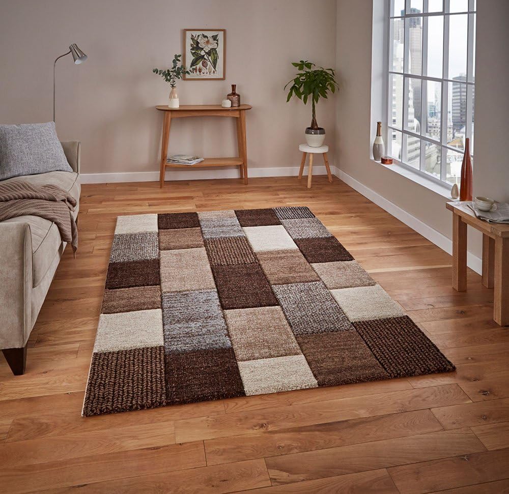 Rugs Direct Rug, Polypropylene, Beige/Grey, W120cm x L170cm, 31367, Multicoloured, 123 x 173 cm (Rectangular)