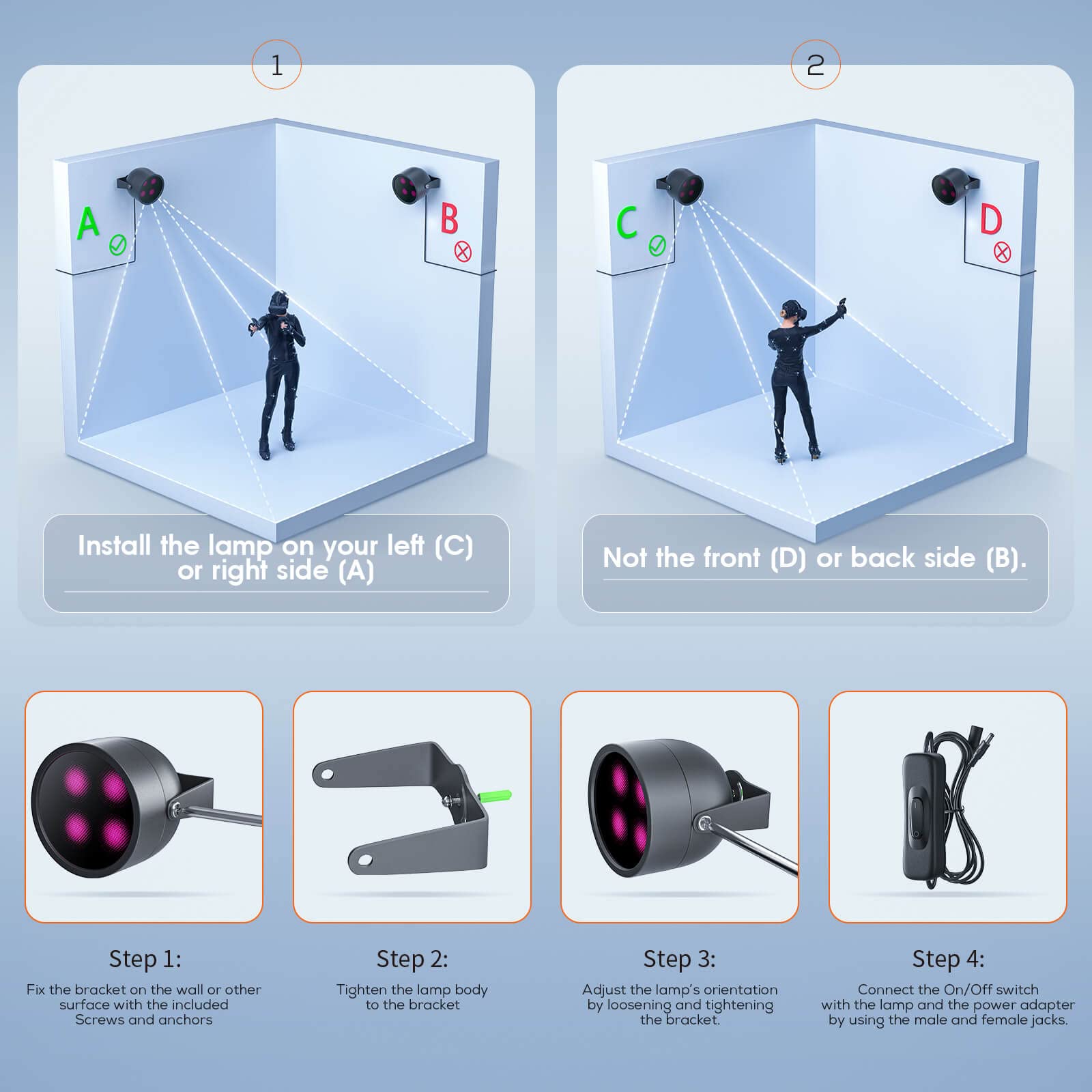 4W IR Illuminator for VR Headsets, On/Off Switch Infrared Light for Enhancing Tracking Sensitivity in The Dark, Compatible with Meta Quest 2 & More
