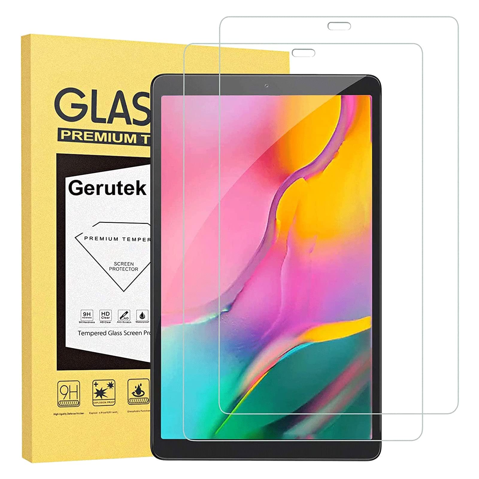 Gerutek for [2-Pack] Samsung Galaxy Tab A 8.0 2019 Screen Protector, SM-T290/T295 Tempered Glass Screen Protector [9H Hardness] [Ultra Clear] [Anti Scratch] [Bubble Free] for Samsung Tab A 8.0 inch