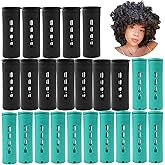 MLMOMVME Large and Jumbo Perm Rods Set - 24 pcs Black and Green Color Hair Rollers for Natural Hair - Cold Wave Rods for Long