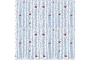 SANBAO STUDIO Ceramic Decals, Underglaze Transfer - Birch & Cardinals (Blue)