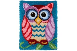 MLADEN Latch Hook Rug Kits DIY Crochet Yarn Rugs Hooking Craft Kit with Color Preprinted Pattern Design for Adults Kids (owl, 20 x 15in)
