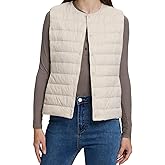 Comfitude Women's Quilted Lightwight Puffer Vest, Foldable Collarless Down Vests with Storage Bag, Outwear Vests with Pocket