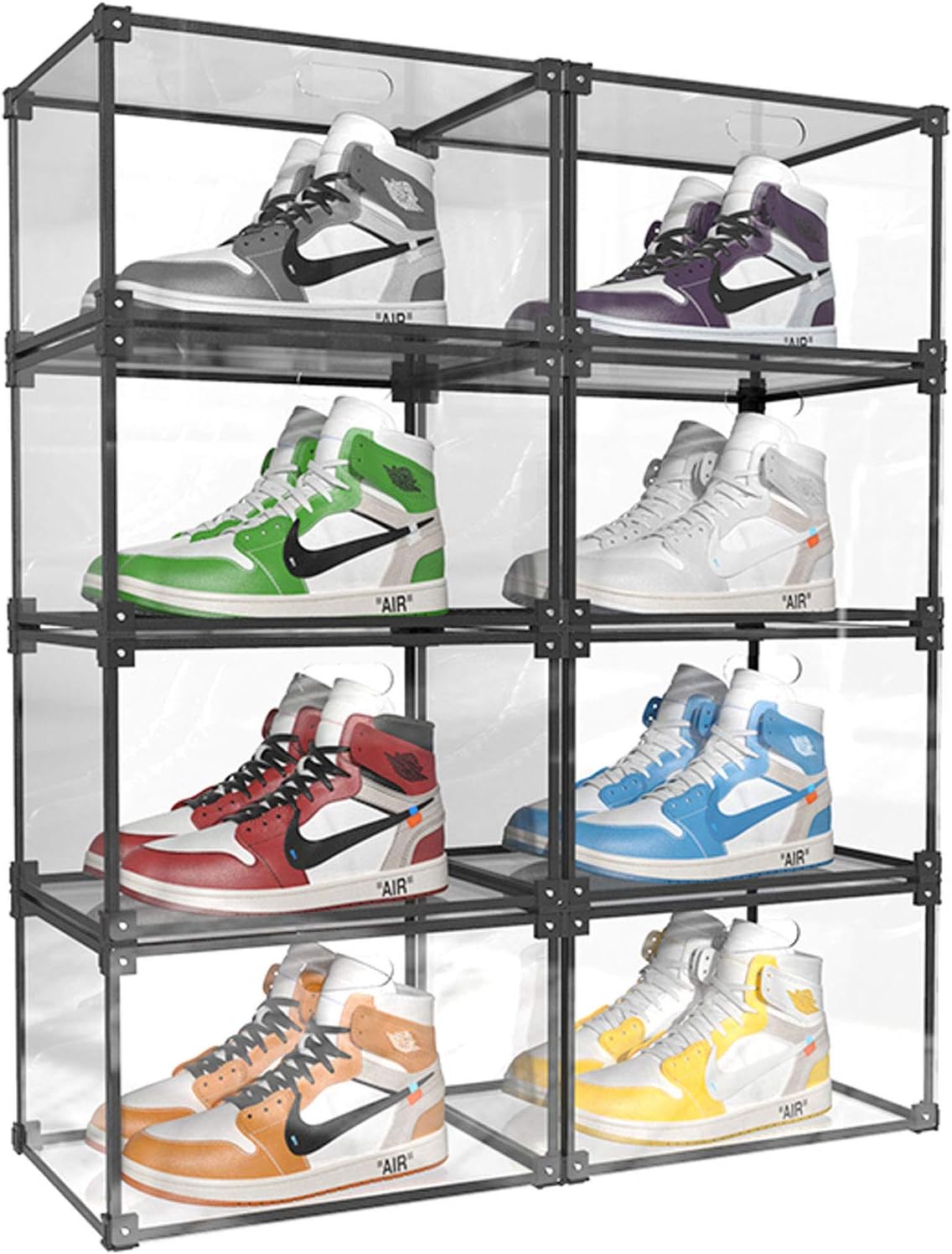 clear shoe box drawers on Amazon Com Clear Shoe Box Stackable Shoe Storage Shoes Display Shelf Case With Drop Front Side Open Shoe Container Transparent Plastic Shoes Organizer Shoe Display Case Organizador De Zapatos 8 Home Improvement