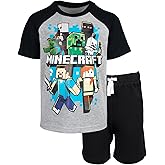 Minecraft T-Shirt and Shorts Outfit Set Toddler to Big Kid Sizes (4-18-20)