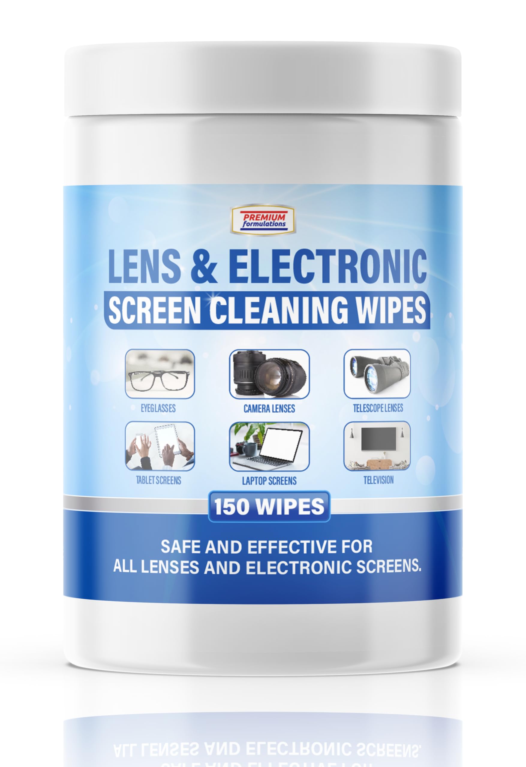 Photo 1 of [150 Wipes] Lens & Electronic Screen Cleaning Wipes | Gentle, Lint-Free, Pre-Moistened Wipes for Eyeglasses, Camera Lenses, Phones, Laptops