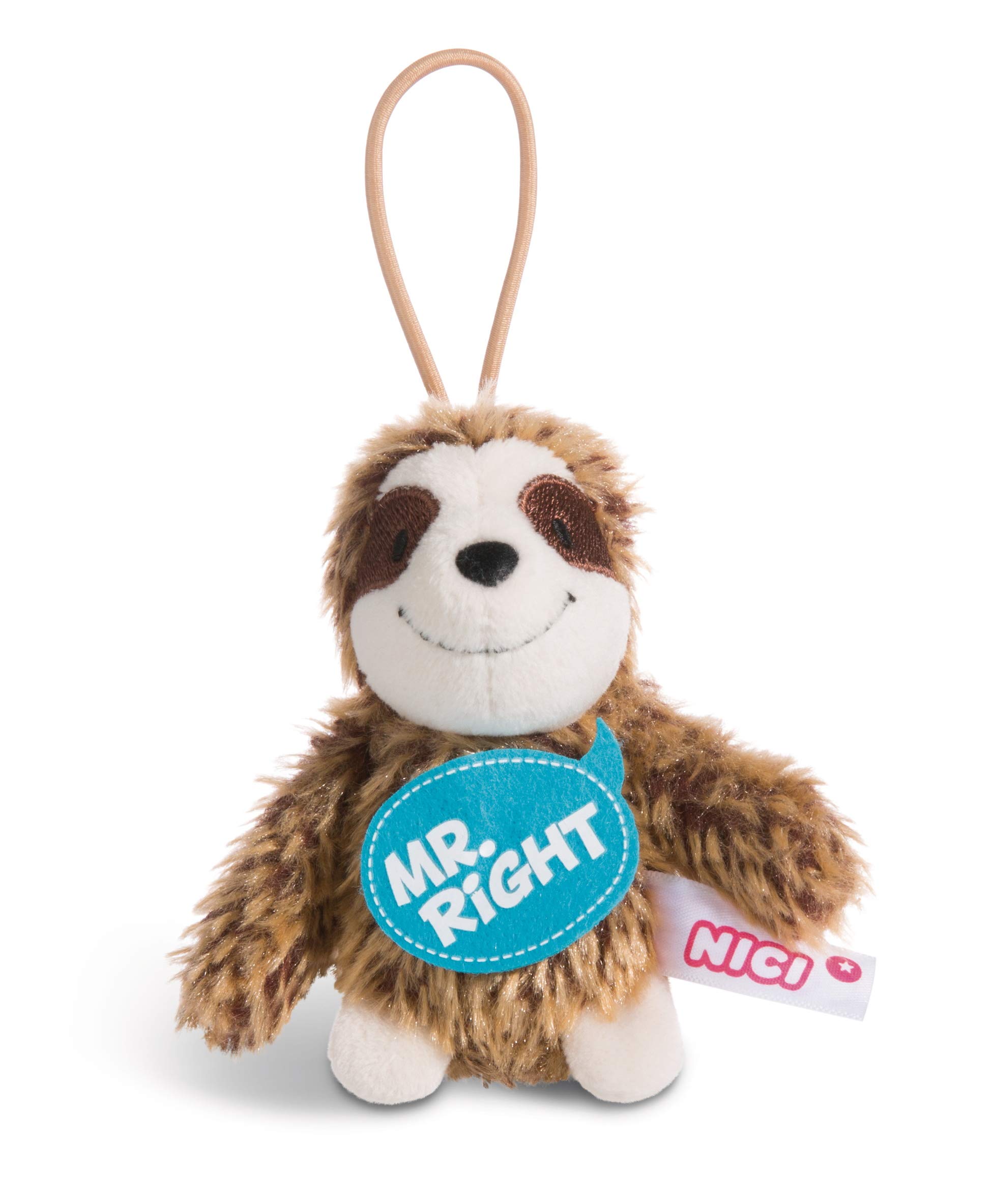 NICI 44853 Sloth Pendant with German Text Mr. Right 8 cm with Loop Brown