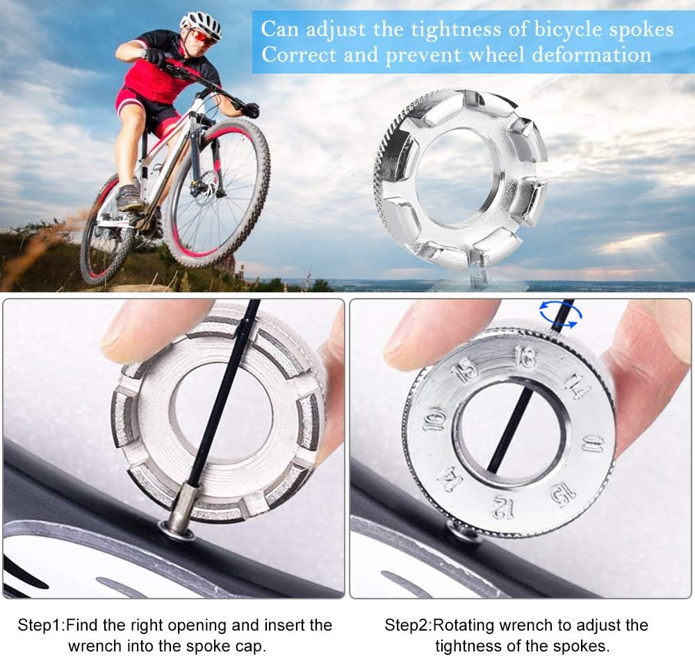 DECARETA Bicycle Spoke Wrench Tool Spanner 6 in 1 Bike Wheel Spokes Key