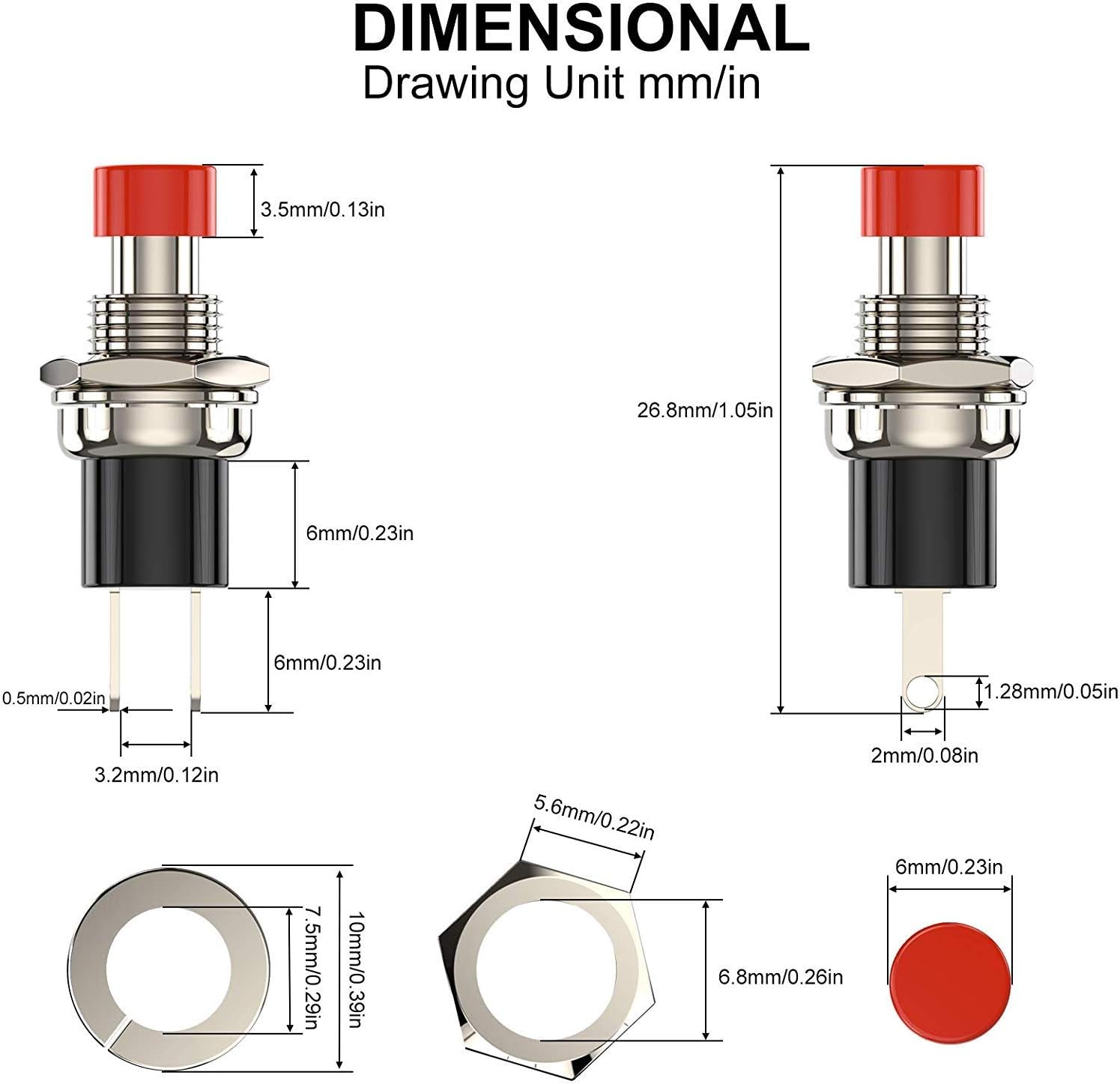 Gebildet 24pcs 7mm Mini Momentary Push Button 3V-6V-12V-24V-230V/1A - Image 4