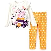 Peppa Pig Girls Pant Sets Ruffle Long Sleeves Top Shirt and Leggings Clothing Set for Toddler Girls Fall Clothes Size 2-6T