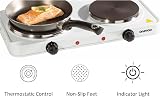 Daewoo Double Electric Hot Plate Dual Adjustable Thermostats Compact Portable view 4