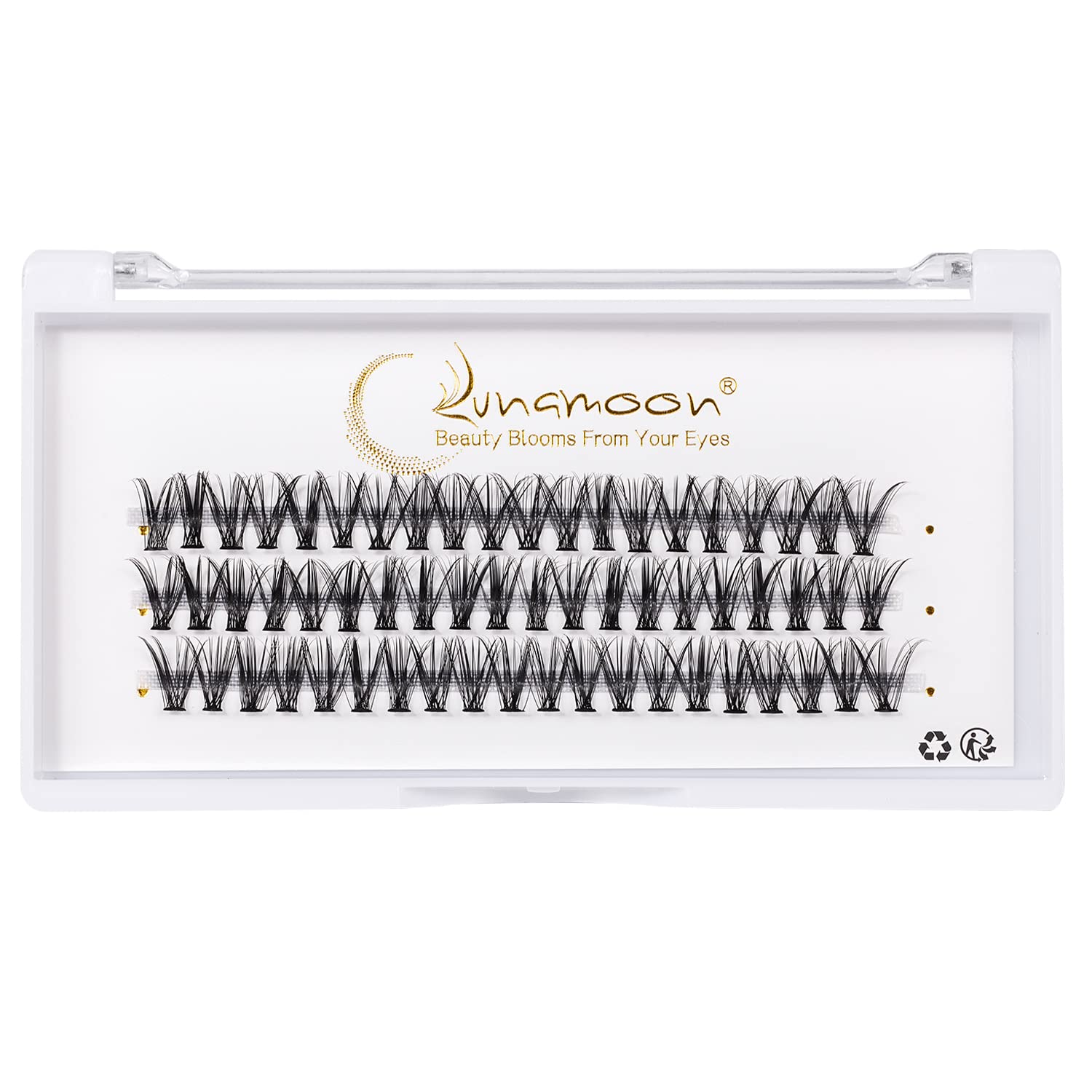 Lunamoon DIY Cluster Eyelashes, Individual Eyelashes for Eyelash Extension, DIY Individual Lashes, Clusters, Individual False Eyelashes, Cluster Lashes, DIY Eyelash Extension (30D-D-0.07, 12 mm x 3)