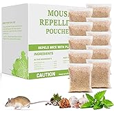 Pest Repellent Pouches, 10 Pack Peppermint Oil for Mice, Rodent, Mouse, Rats, Spider, Squirrel, Pest Control Indoor & Outdoor, Natural Mouse Deterrent Replace Traps Family & Pet Safe